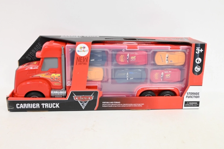 Ensemble de jeu : camion porte-voitures dans une mallette avec 7 petites voitures