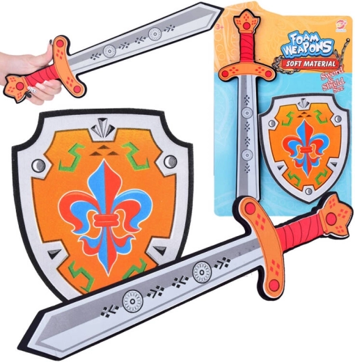 Ensemble de chevalier en mousse : épée et bouclier à la fleur de lys