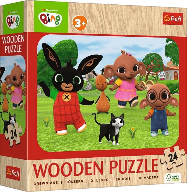 Puzzle en bois BING – Faites connaissance avec Bing, 24 pièces