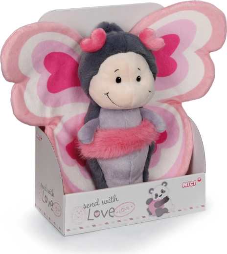 Nici papillon en peluche Love dans une boîte cadeau 21 cm