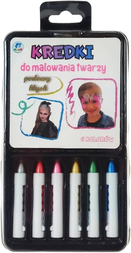 Crayons nacrés pour maquillage du visage pour enfants, lot de 6 couleurs