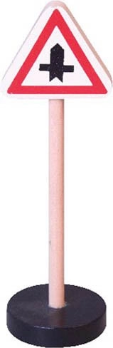 Panneau de signalisation en bois - route principale et route secondaire