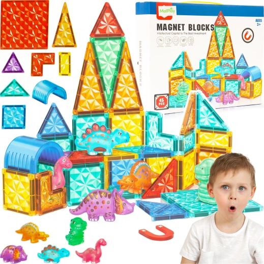 Blocs de construction magnétiques dinosaures 45 pcs
