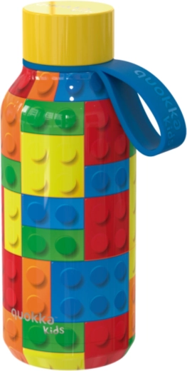 Gourde isotherme en acier inoxydable Quokka Kids solid color bricks avec anse, 330 ml
