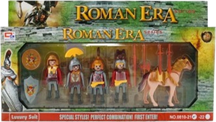 Ensemble de jeu : soldats antiques avec cheval et accessoires (4 pcs)