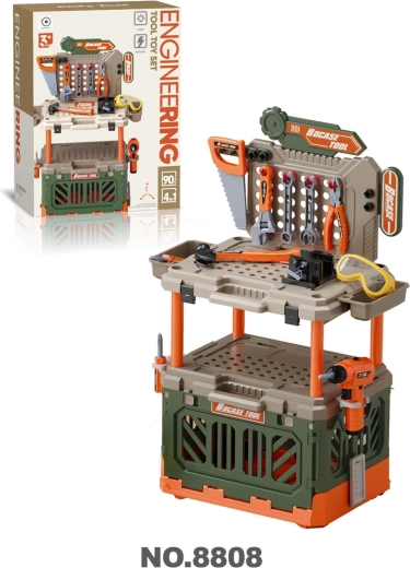 Établi pour enfant avec espace de rangement et perceuse, 90 pièces
