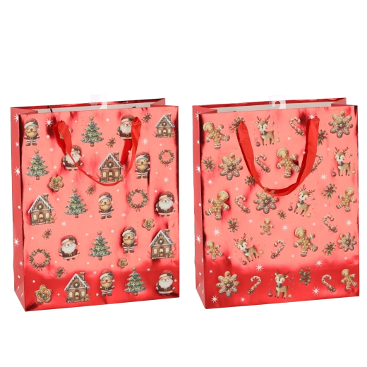 Sac cadeau biscuits de Noël 30 × 42 × 12 cm, motifs assortis (12 pcs)