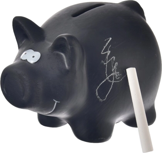 Tirelire en céramique en forme de cochon noir 16 × 12 cm