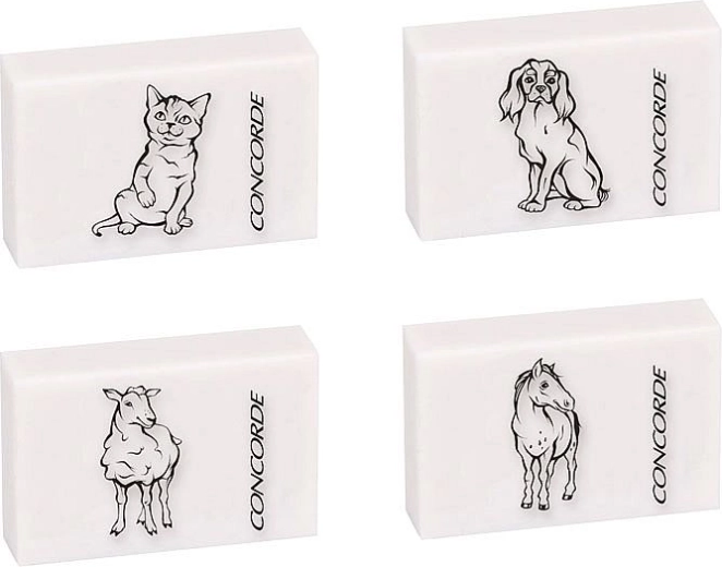 Gomme avec animaux CONCORDE, blanche