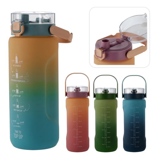 Bouteille d’eau 2 L à effet ombré, bleu foncé–bleu clair