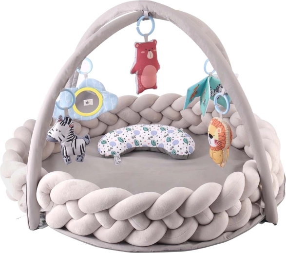 Tapis d’éveil sensoriel pour bébé avec bord tressé et arches TinyMini