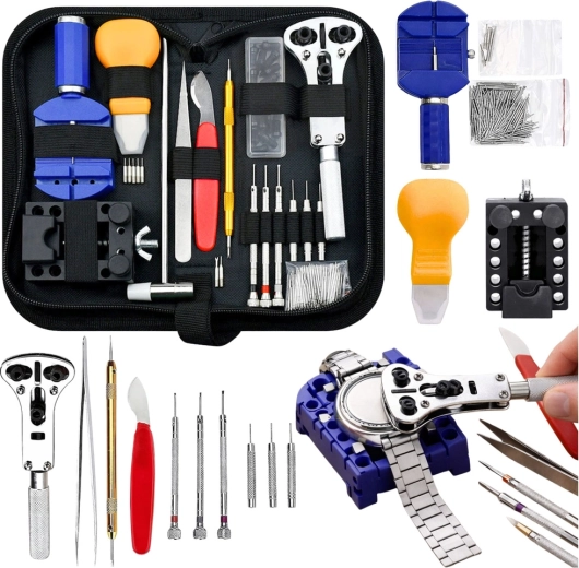 Kit professionnel de réparation de montres dans un étui de protection, 147 pièces