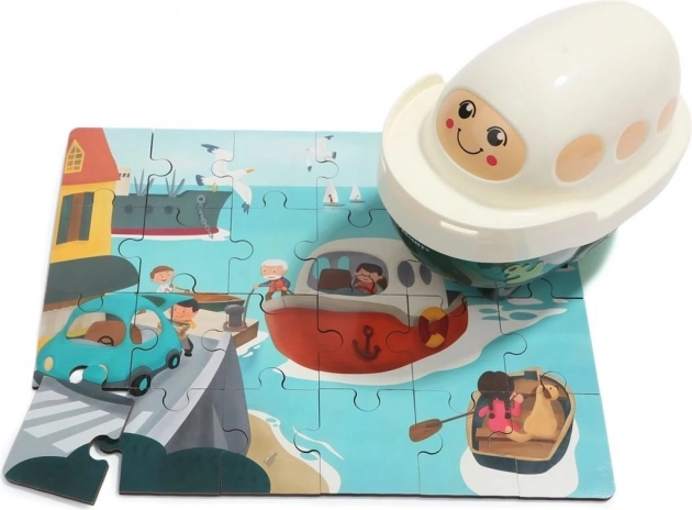 Top Bright puzzle en bois avec jouet bateau, 24 pièces