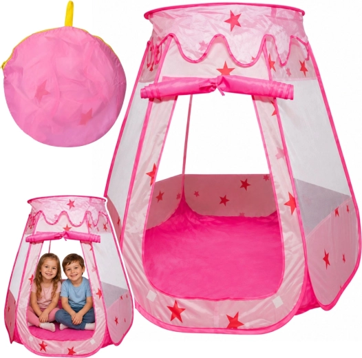 Tente enfant auto-déployante en forme de maisonnette avec étoiles rose - 1 pièce