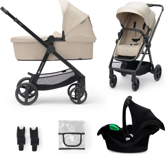 Poussette combinée Kinderkraft 3en1 Newly sand beige avec siège auto Mink Pro
