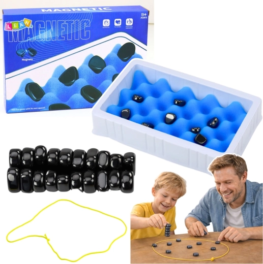 Jeu d’adresse magnétique avec pierres, 40 pièces avec tapis de jeu