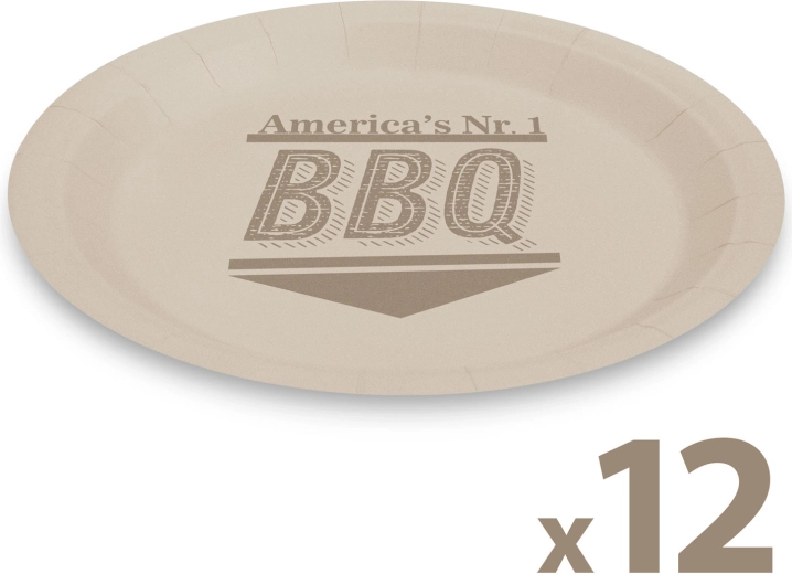 Assiettes en papier BBQ 23 cm, 12 pièces