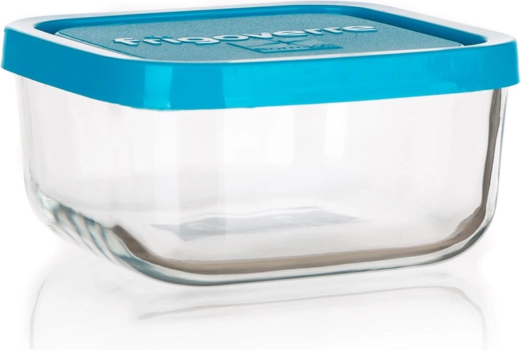 Boîte carrée en verre FRIGOVERRE 2 l avec couvercle bleu