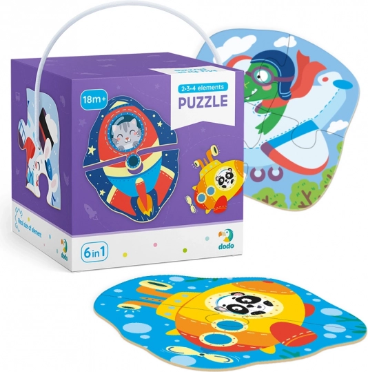 Puzzle 2–4 pièces Transport – puzzle contour pour enfants DODO