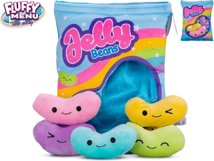 Fluffy Menu haricots gélifiés – ensemble en peluche avec petit coussin pour bébés