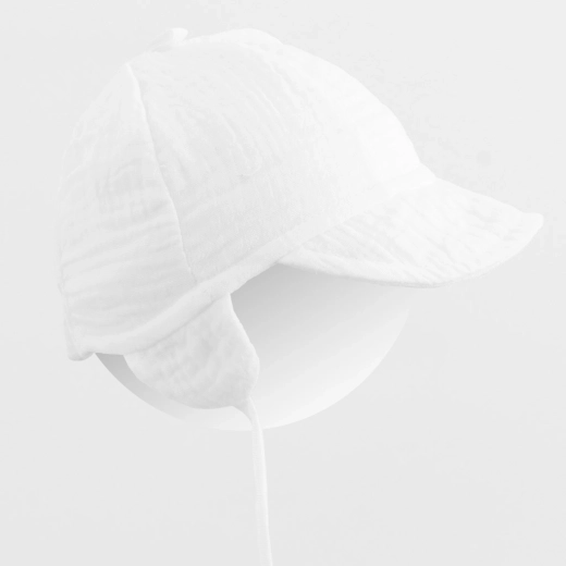 Casquette d’été en mousseline pour enfants avec visière New Baby blanche (taille 68/74)