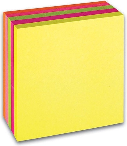 Bloc-notes adhésif CONCORDE 76 × 76 mm, néon, cube 5 couleurs (5 × 80 feuillets)