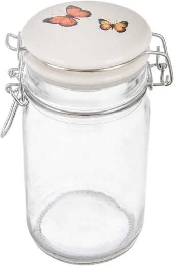 Bocal en verre avec clip et couvercle en céramique JARO papillon 0,25 l