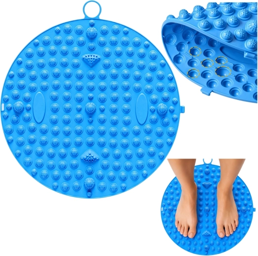 Tapis rond d’acupression et de massage pour les pieds avec picots bleu 33 cm - 1 pièce