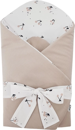 Couverture d’emmaillotage en coton EKO avec velours et insert en coco Cherry 75 × 75 cm