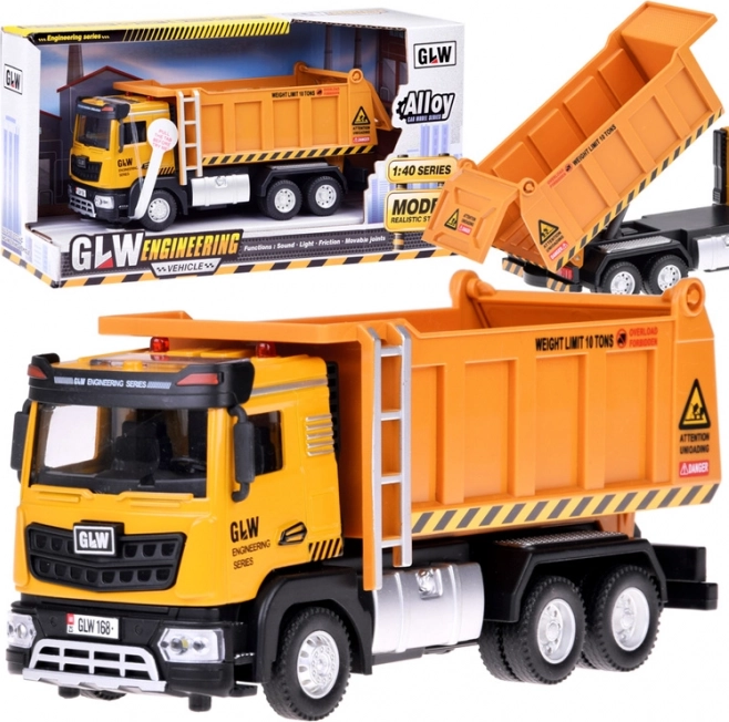 Benne pour enfants avec lumière et son, carrosserie en métal, pull-back