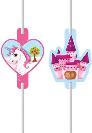 Pailles en papier Licorne, 4 pcs