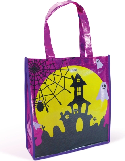 Sac cadeau d’Halloween avec motif de château, violet