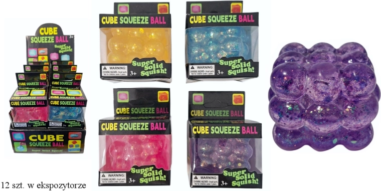 Squishy antistress cube sensoriel à bulles avec paillettes