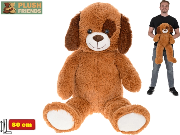 Plush Friends grand chien en peluche 80 cm brun foncé