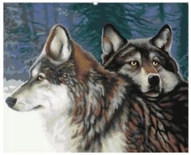 Peinture par numéros Loups dans la forêt 40 × 50 cm