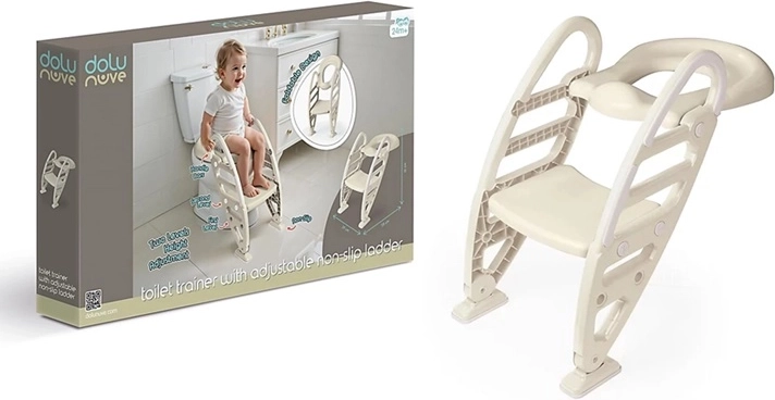 Siège d’apprentissage Dolu pour toilettes avec échelle réglable, beige