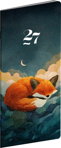 Agenda de poche Notique Renard endormi 2027, mensuel, 8 × 18 cm