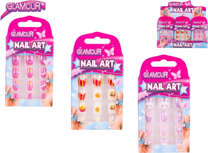 Glamour set d’ongles autocollants pour enfants, 12 pcs