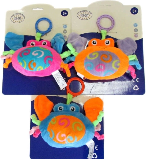 Hochet en peluche crabe avec clip 14 cm - 1 pièce