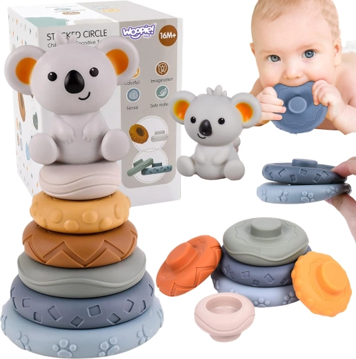 Pyramide éducative et anneau de dentition Koala 2 en 1 Woopie Baby