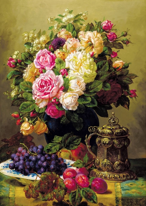 Profitez du puzzle - Nature morte avec roses de Jean-Baptiste Robie, 1000 pièces