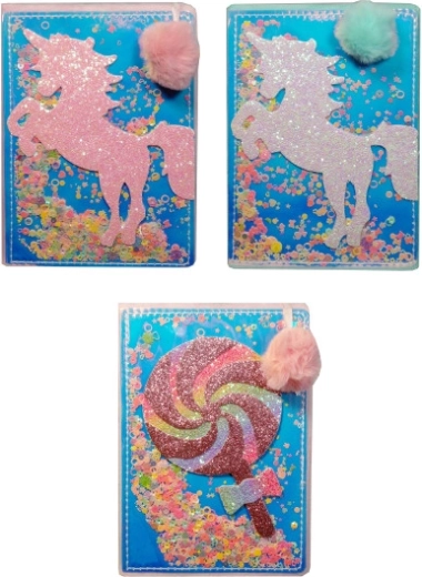 Carnet pour enfant avec plume et couverture à paillettes