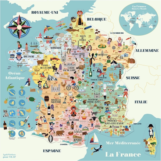 Vilac carte magnétique de la France en bois