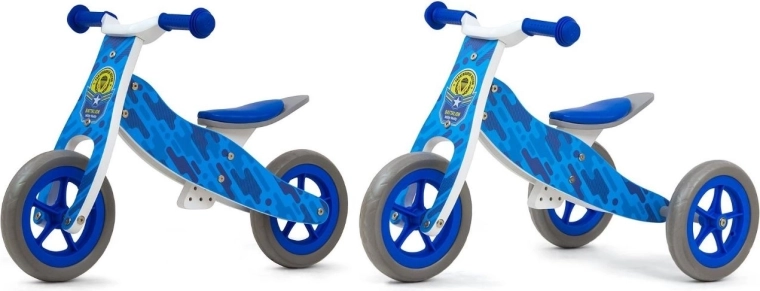 Milly Mally draisienne en bois 2en1 Cool blue army