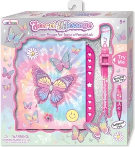 Journal intime enfant Hot Focus à code avec papillons