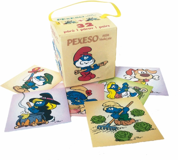 Pexeso Schtroumpfs dans une boîte en carton