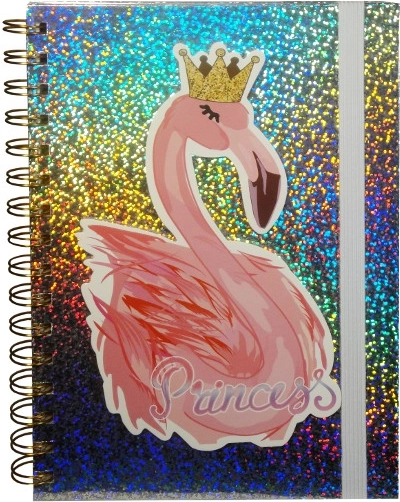 Journal holographique avec flamant rose et élastique