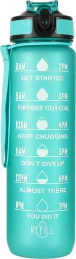 Bouteille d’eau Tritan 1 L avec paille et repères motivationnels – Vert
