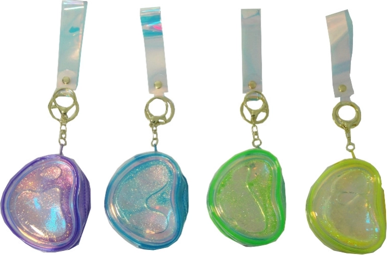 Porte-monnaie transparent 2-en-1 avec porte-clés et sable pailleté