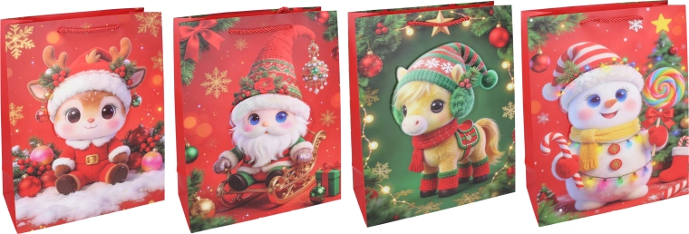 Sac cadeau de Noël M 32 × 26 × 10 cm - 1 pièce